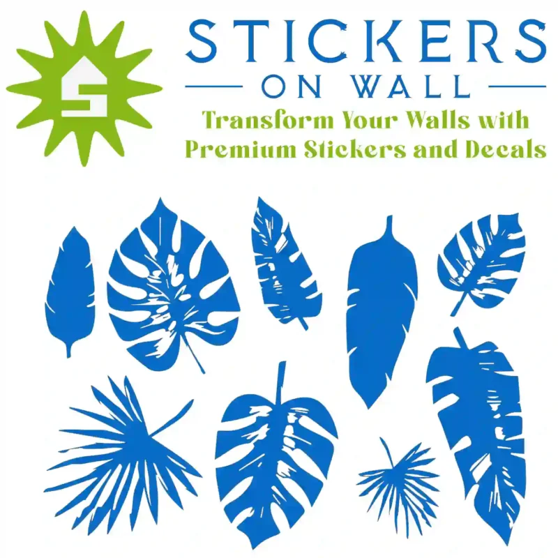 Tropical Leaf Wall Sticker Azure Blue | Stickers on Wall