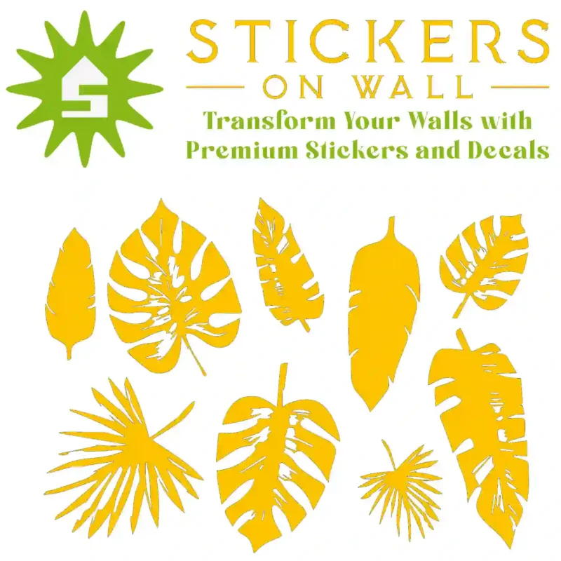 Tropical Leaf Wall Sticker Golden Yellow | Stickers on Wall