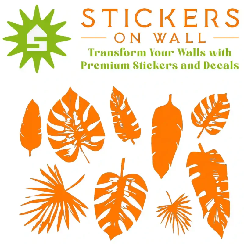 Tropical Leaf Wall Sticker Orange | Stickers on Wall