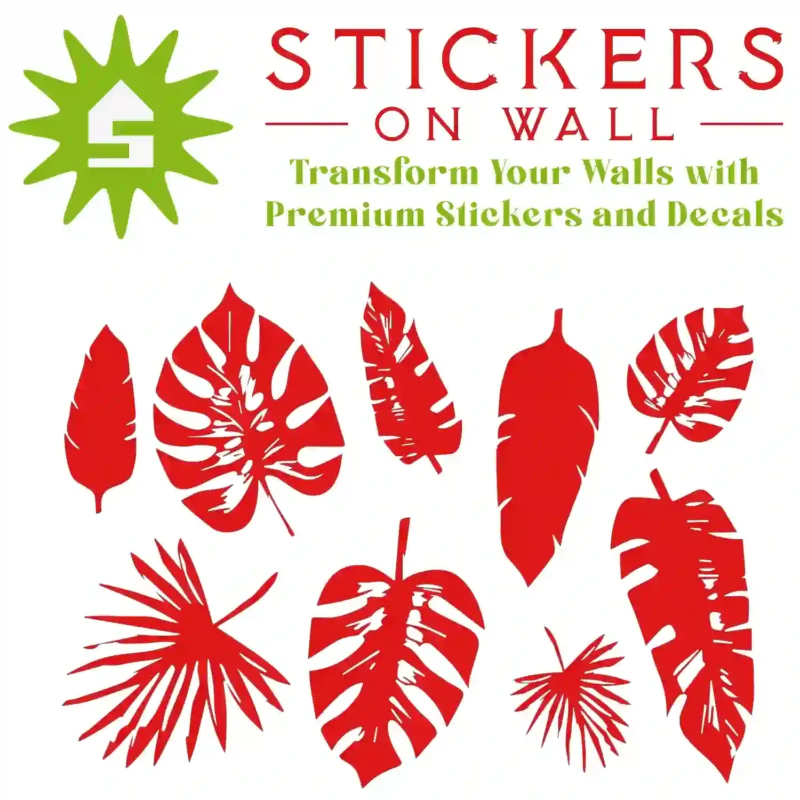 Tropical Leaf Wall Sticker Red | Stickers on Wall
