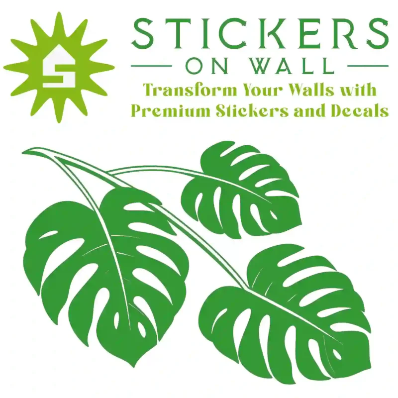 Monstera Leaf Branch Wall Sticker Mid Green | Stickers on Wall