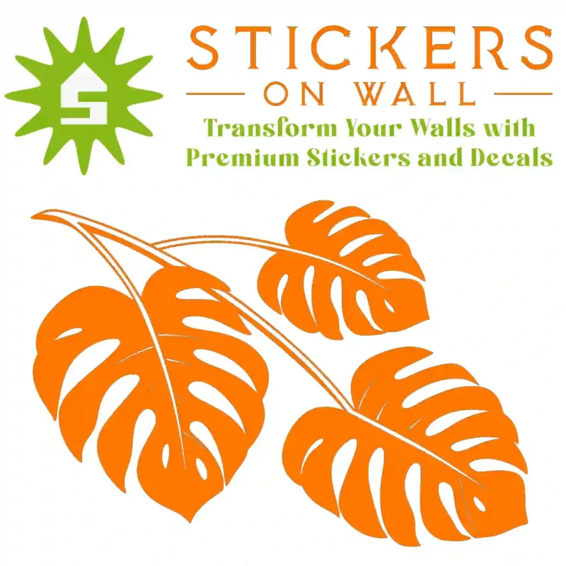 Monstera Leaf Branch Wall Sticker Orange | Stickers on Wall