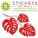Monstera Leaf Branch Wall Sticker Red | Stickers on Wall