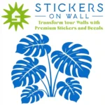 Monstera Leaf Cluster Wall Sticker Azure Blue | Stickers on Wall