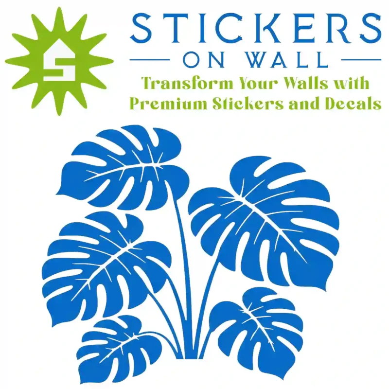 Monstera Leaf Cluster Wall Sticker Azure Blue | Stickers on Wall