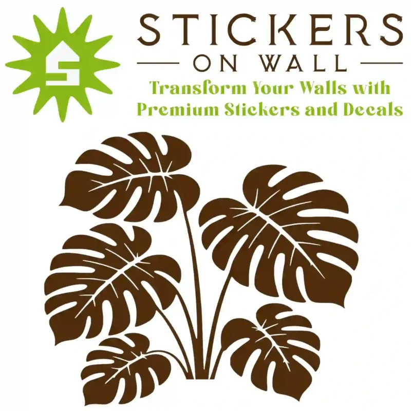 Monstera Leaf Cluster Wall Sticker Brown | Stickers on Wall