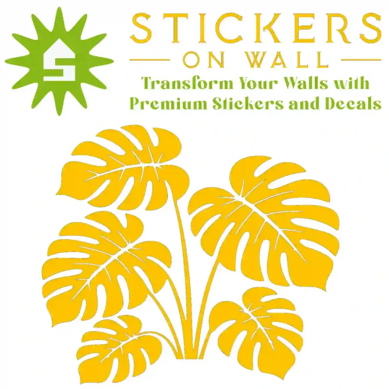 Monstera Leaf Cluster Wall Sticker Golden Yellow | Stickers on Wall
