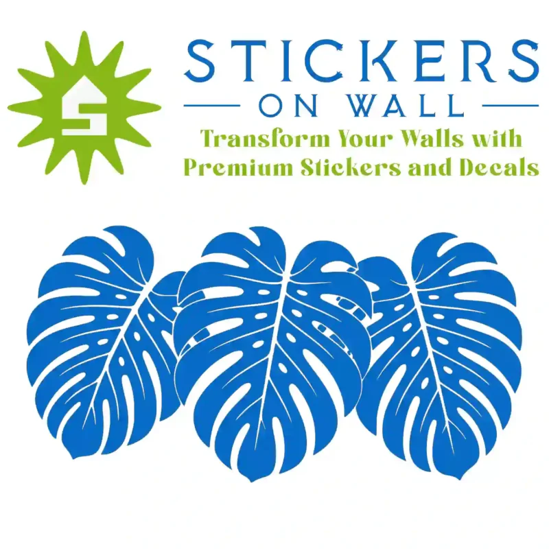 Oversized Monstera Leaf Wall Sticker Azure Blue | Stickers on Wall