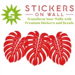 Oversized Monstera Leaf Wall Sticker Red | Stickers on Wall