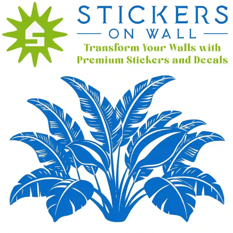 Tropical Banana Leaf Cluster Wall Sticker Azure Blue | Stickers on Wall