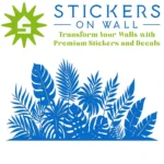 Tropical Leaf Border Wall Sticker Azure Blue | Stickers on Wall