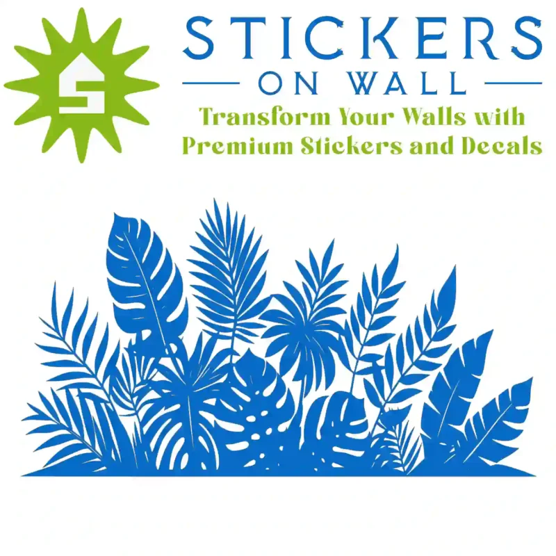 Tropical Leaf Border Wall Sticker Azure Blue | Stickers on Wall