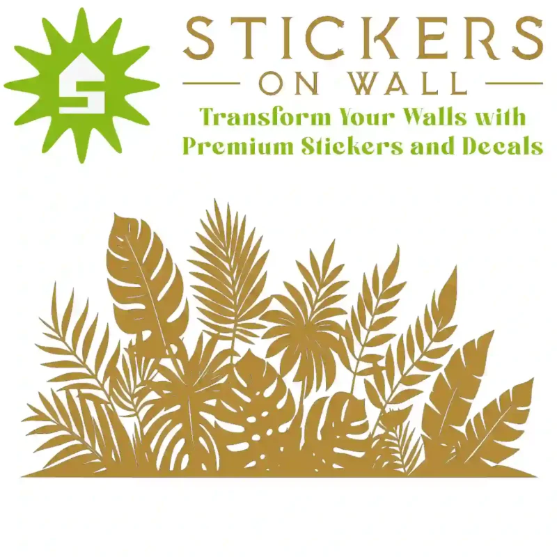 Tropical Leaf Border Wall Sticker Gold | Stickers on Wall