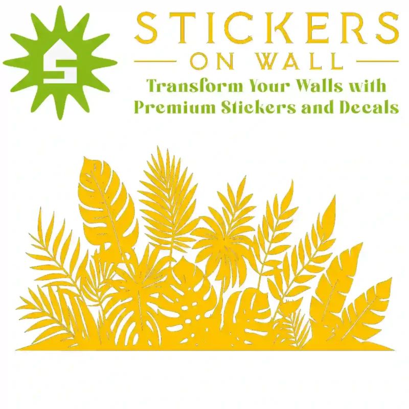 Tropical Leaf Border Wall Sticker Golden Yellow | Stickers on Wall