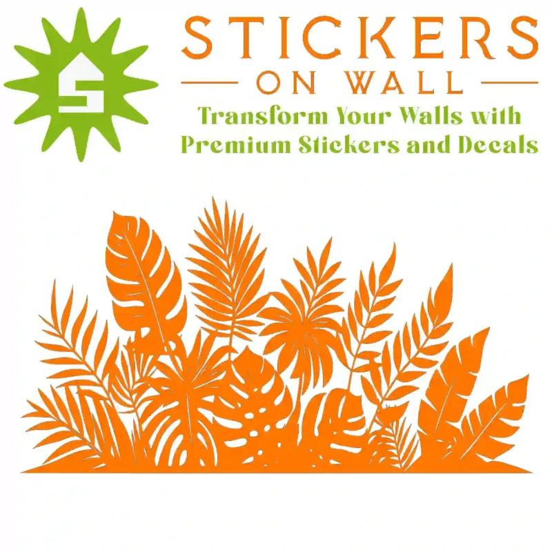Tropical Leaf Border Wall Sticker Orange | Stickers on Wall