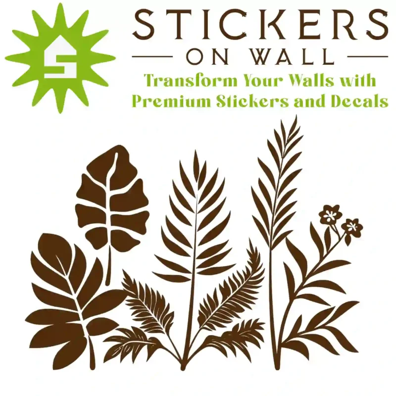 Tropical Leaf Cluster Wall Sticker Brown | Stickers on Wall