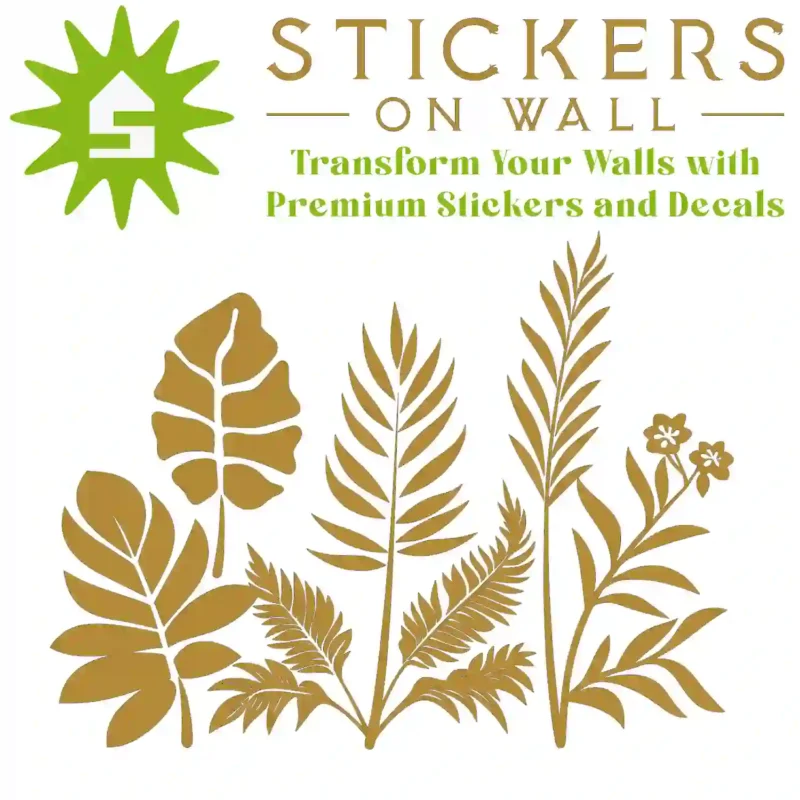 Tropical Leaf Cluster Wall Sticker Gold | Stickers on Wall