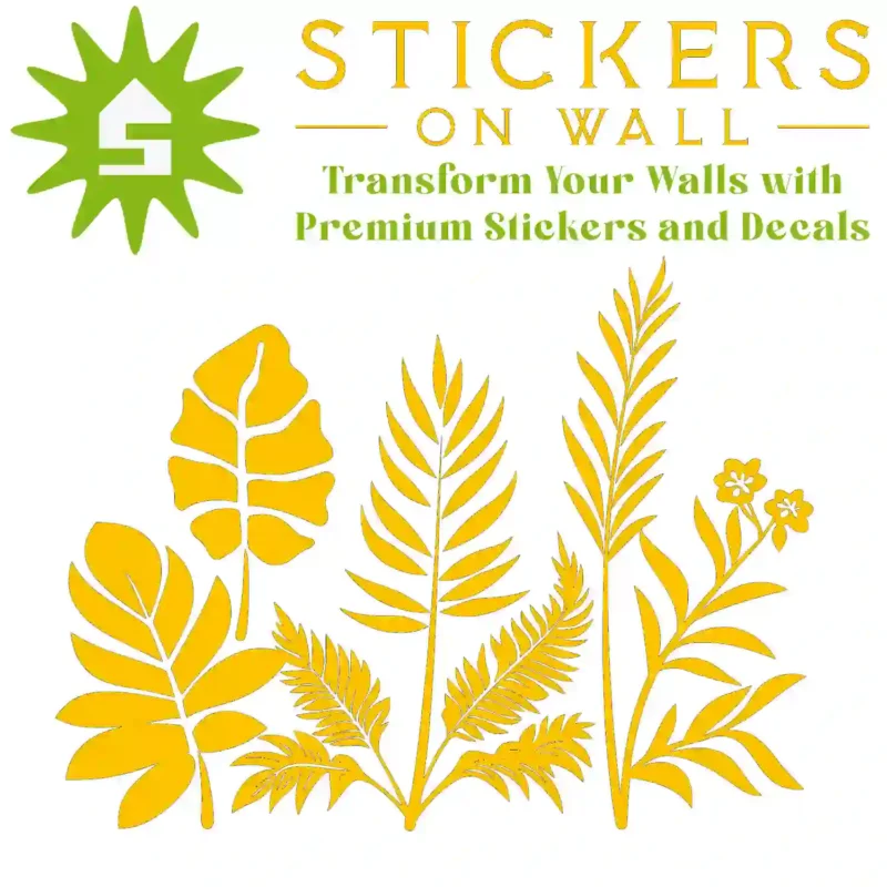 Tropical Leaf Cluster Wall Sticker Golden Yellow | Stickers on Wall