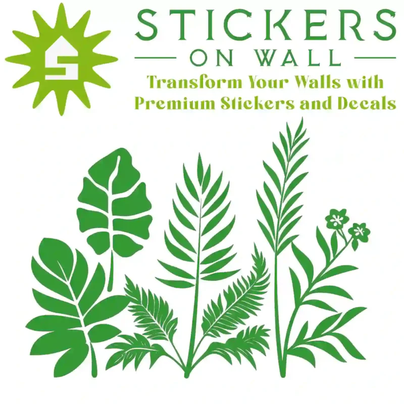 Tropical Leaf Cluster Wall Sticker Mid Green | Stickers on Wall