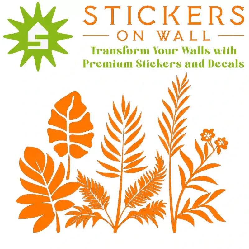 Tropical Leaf Cluster Wall Sticker Orange | Stickers on Wall