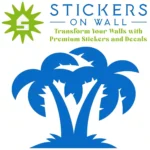Compact Palm Cluster Wall Sticker Azure Blue | Stickers on Wall