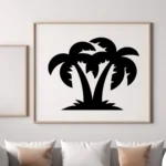 Compact Palm Cluster Wall Sticker Framed Above Sofa in Modern Living Room | Stickers on Wall