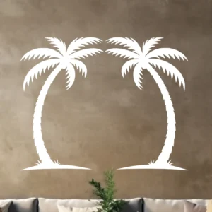 Palm Arch Wall Sticker Above Sofa Creating Tropical Feature Wall Design