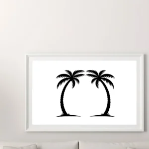 Palm Arch Wall Sticker Framed Artwork Above Sofa in Modern Living Room
