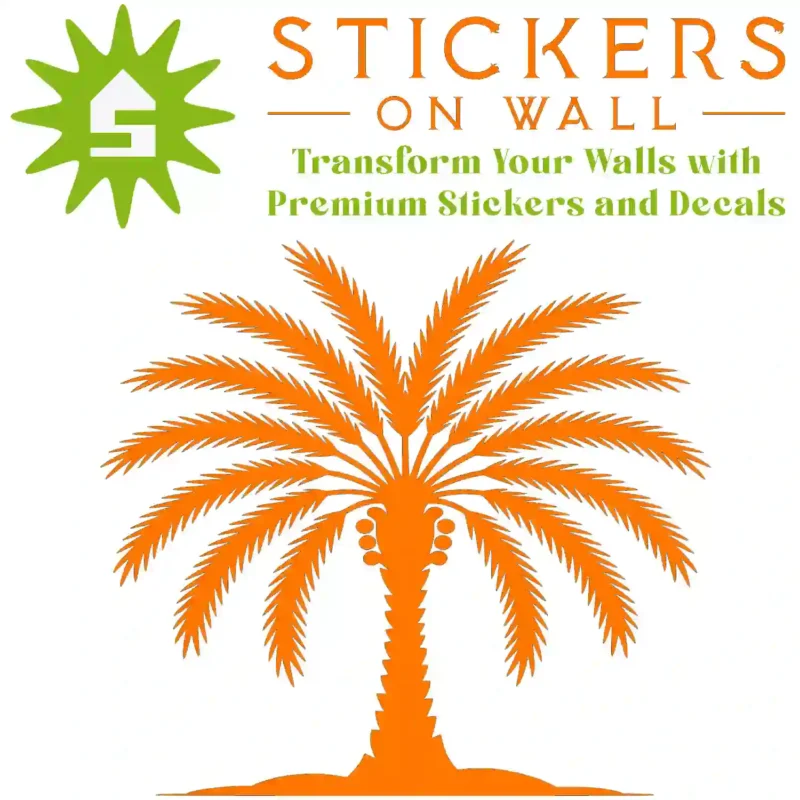 Tall Palm Feature Wall Sticker Orange | Stickers on Wall
