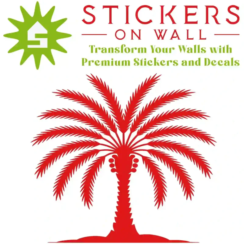 Tall Palm Feature Wall Sticker Red | Stickers on Wall