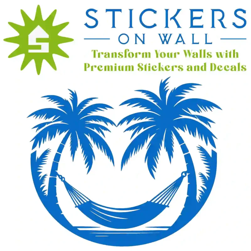 Tropical Hammock Palm Wall Sticker Azure Blue | Stickers on Wall