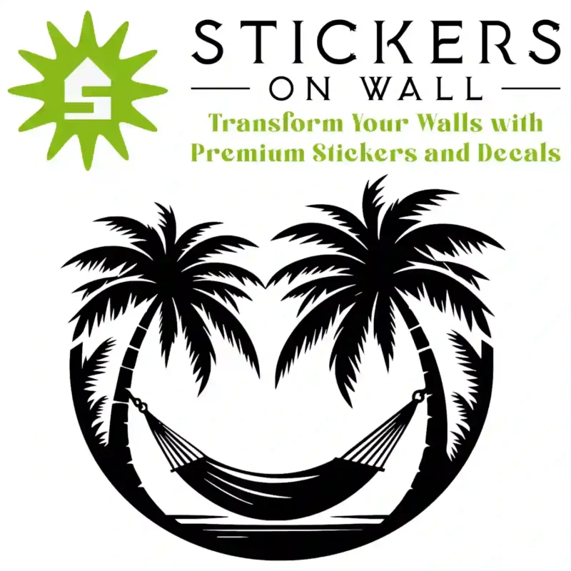 Tropical Hammock Palm Wall Sticker Black | Stickers on Wall