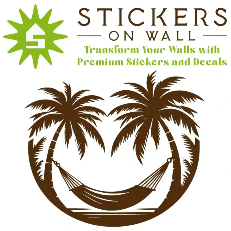 Tropical Hammock Palm Wall Sticker Brown | Stickers on Wall