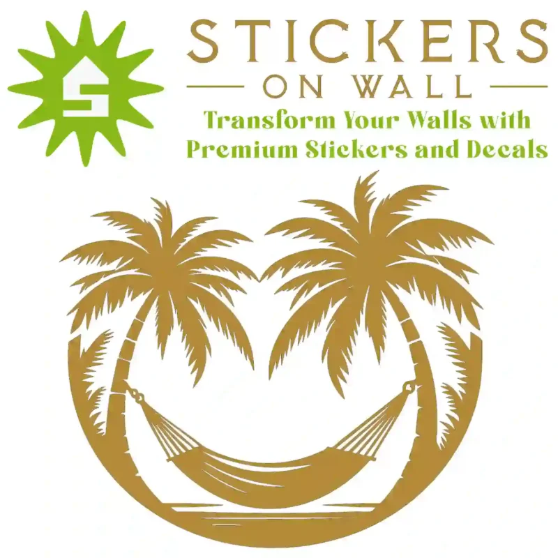 Tropical Hammock Palm Wall Sticker Gold | Stickers on Wall