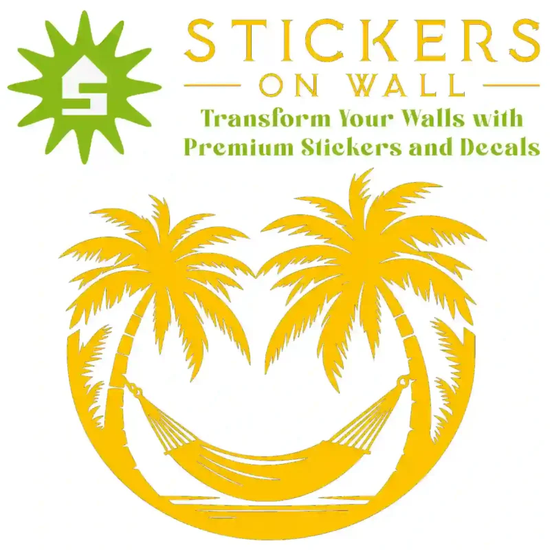 Tropical Hammock Palm Wall Sticker Golden Yellow | Stickers on Wall
