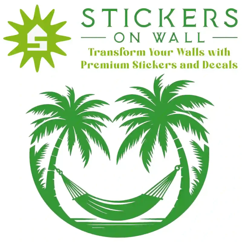 Tropical Hammock Palm Wall Sticker Mid Green | Stickers on Wall