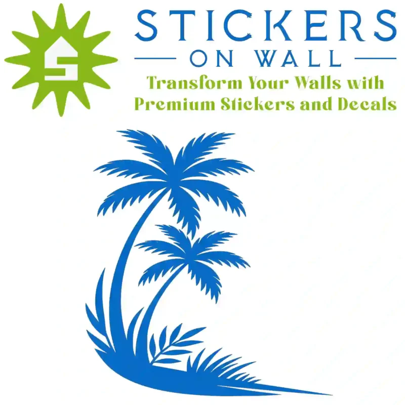 Tropical Palm Corner Wall Sticker Azure Blue | Stickers on Wall