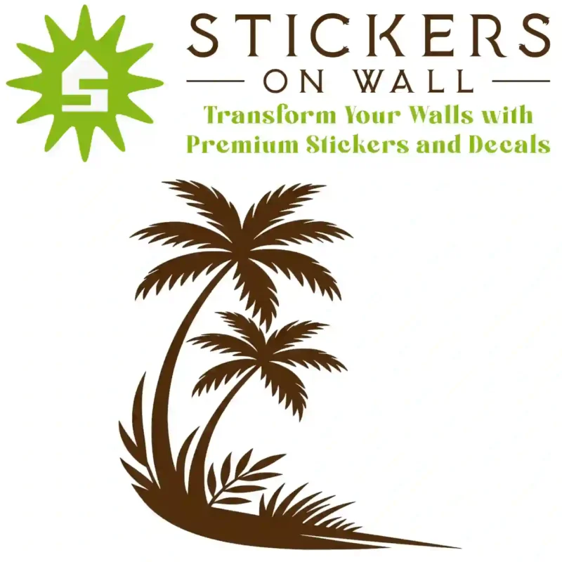 Tropical Palm Corner Wall Sticker Brown | Stickers on Wall