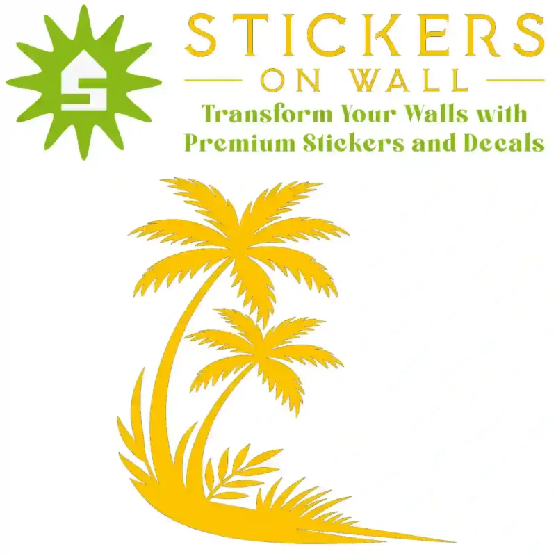 Tropical Palm Corner Wall Sticker Golden Yellow | Stickers on Wall