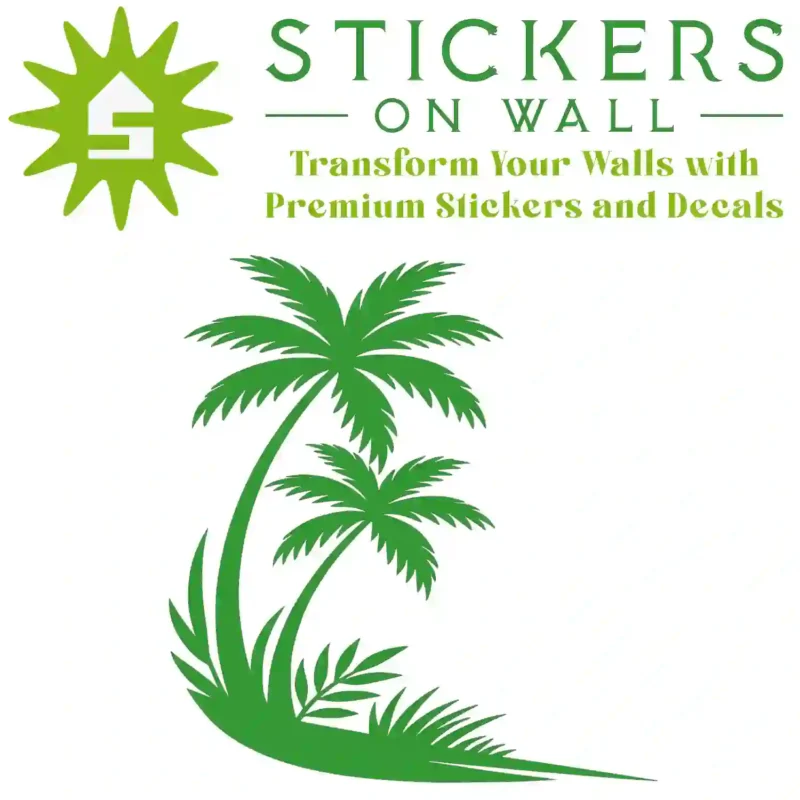 Tropical Palm Corner Wall Sticker Mid Green | Stickers on Wall