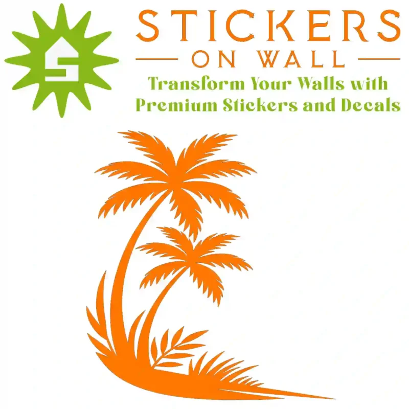 Tropical Palm Corner Wall Sticker Orange | Stickers on Wall