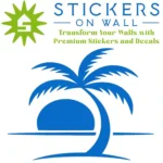Tropical Palm Sunset Wall Sticker Azure Blue | Stickers on Wall