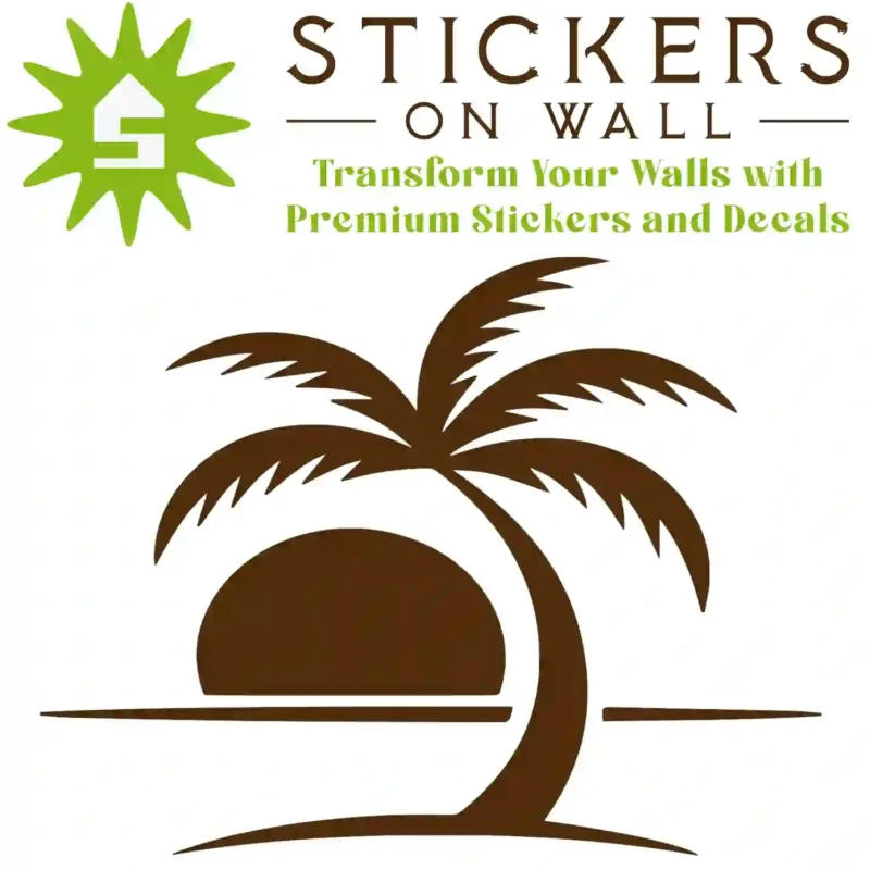 Tropical Palm Sunset Wall Sticker Brown | Stickers on Wall