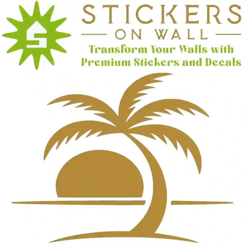 Tropical Palm Sunset Wall Sticker Gold | Stickers on Wall