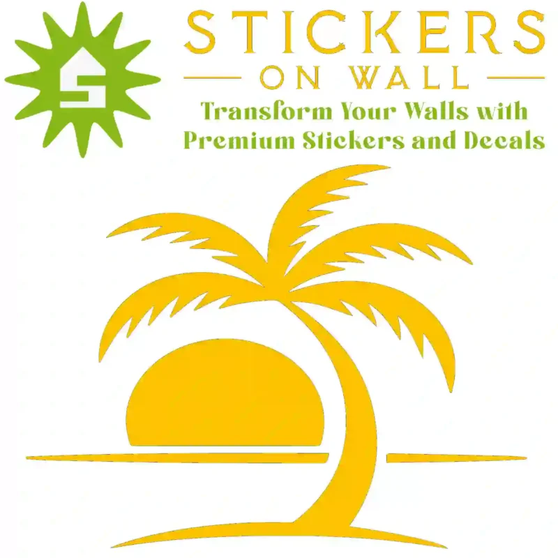Tropical Palm Sunset Wall Sticker Golden Yellow | Stickers on Wall
