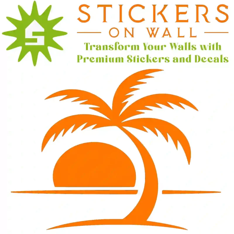 Tropical Palm Sunset Wall Sticker Orange | Stickers on Wall